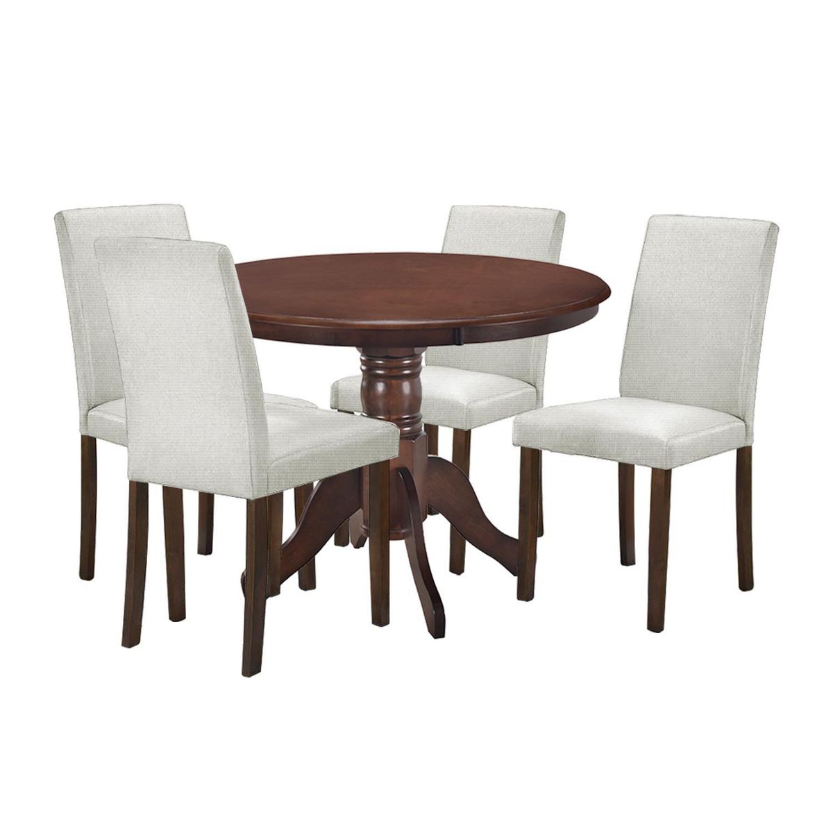 JUST HOME COLLECTION - Juego de comedor Phuket 4 Sillas Mesa Redonda 103x76x103 cm Café