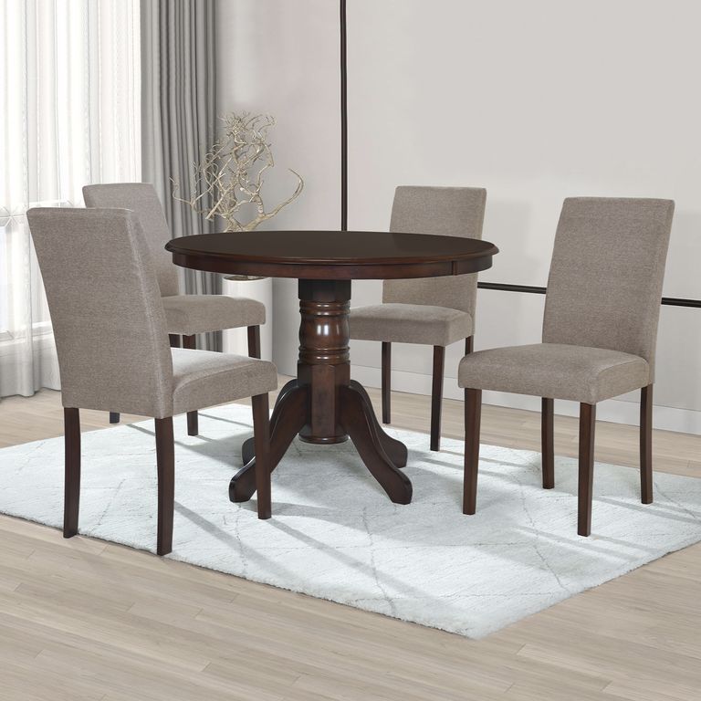 WDS HOME Juego de comedor Phuket 4 Sillas Mesa Redonda 103x76x103 cm Café
