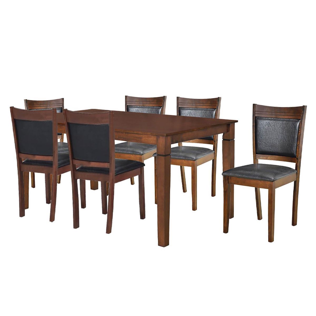 JUST HOME COLLECTION - Juego de comedor Borneo 6 Sillas Mesa Rectangular 90x76x150 cm Café