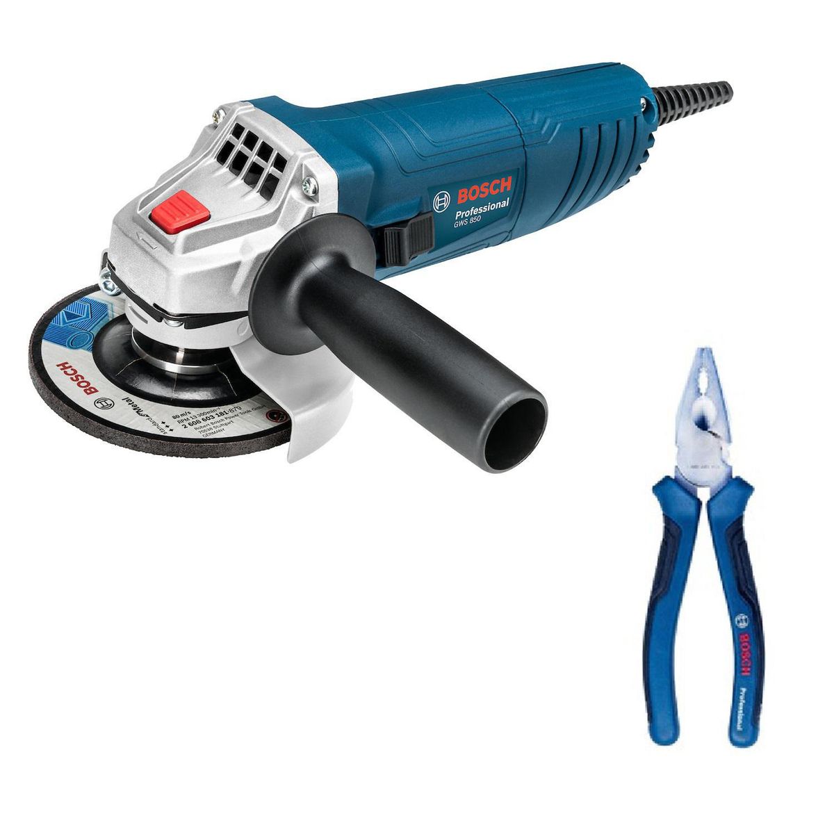 BOSCH - Esmeril angular eléctrico 4,5" 850W + alicate