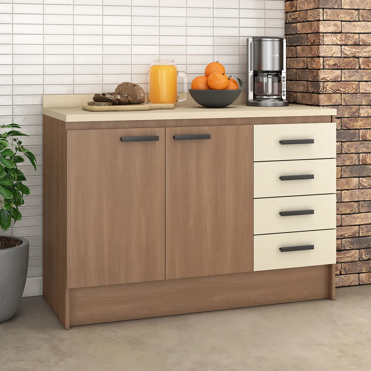 VEKKAHOME - Mueble Base Mia 120 cm Beige