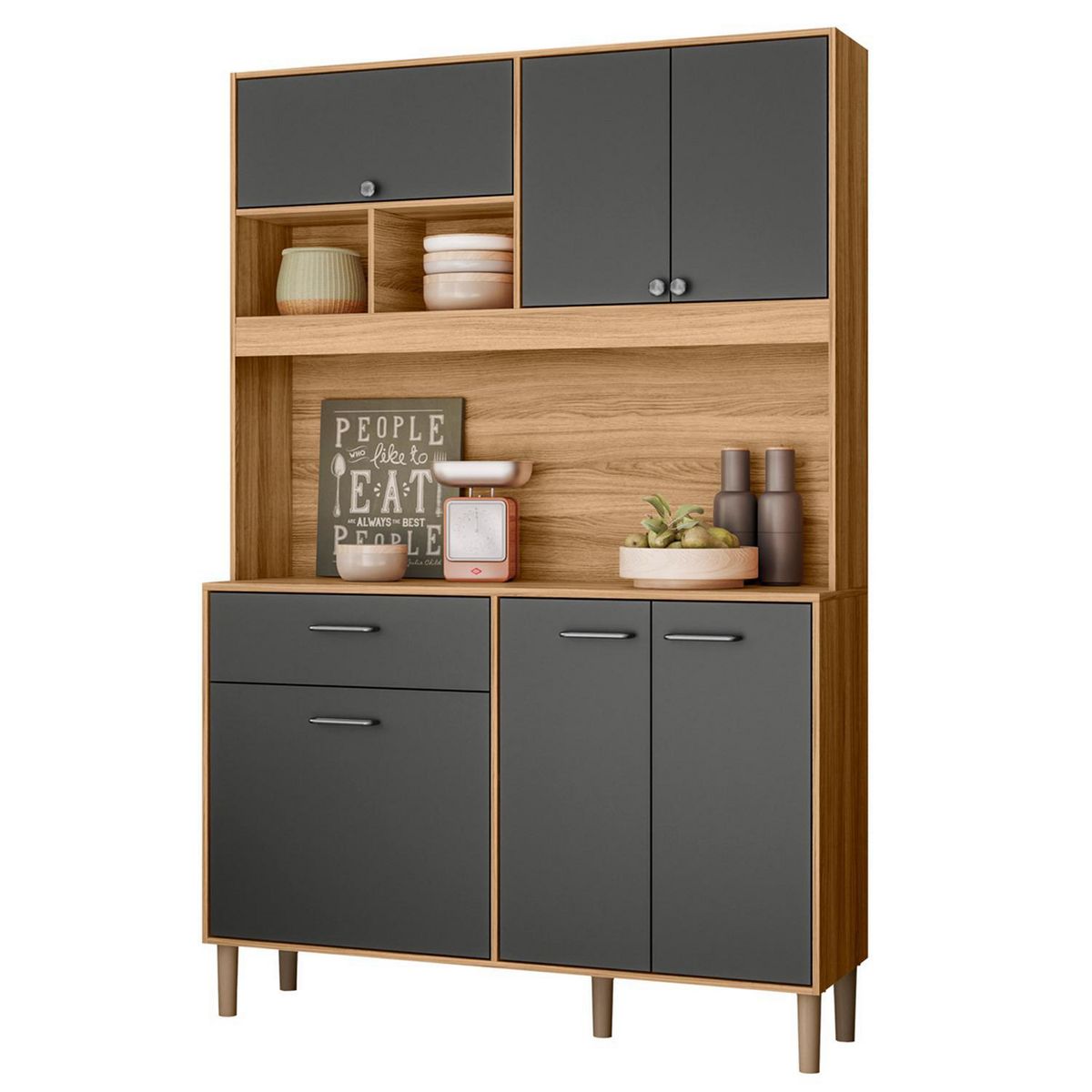 VEKKAHOME - Mueble Cocina Erva 120x184x38,5 cm Gris