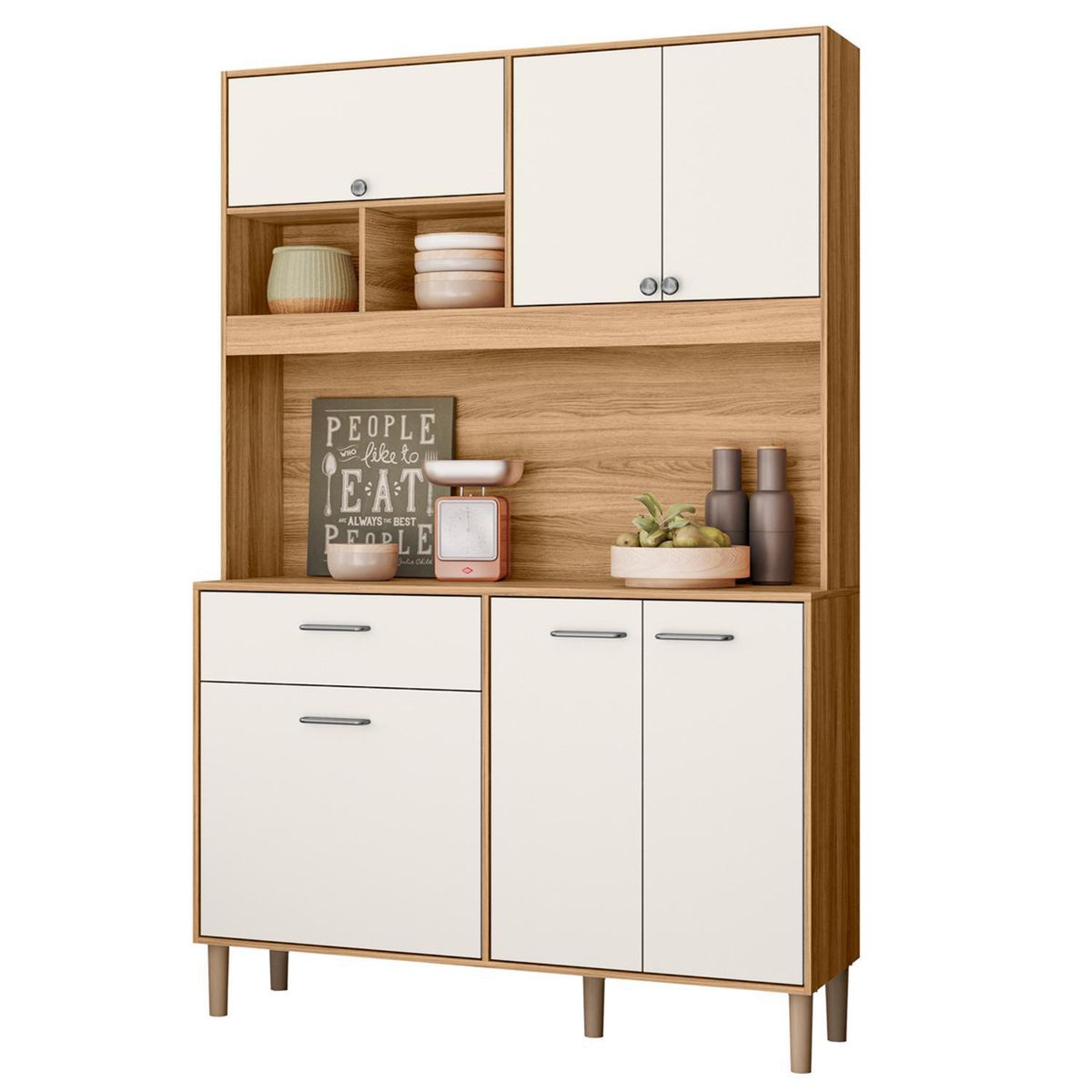VEKKAHOME - Mueble Cocina Erva 120x38,5x184 cm Blanco