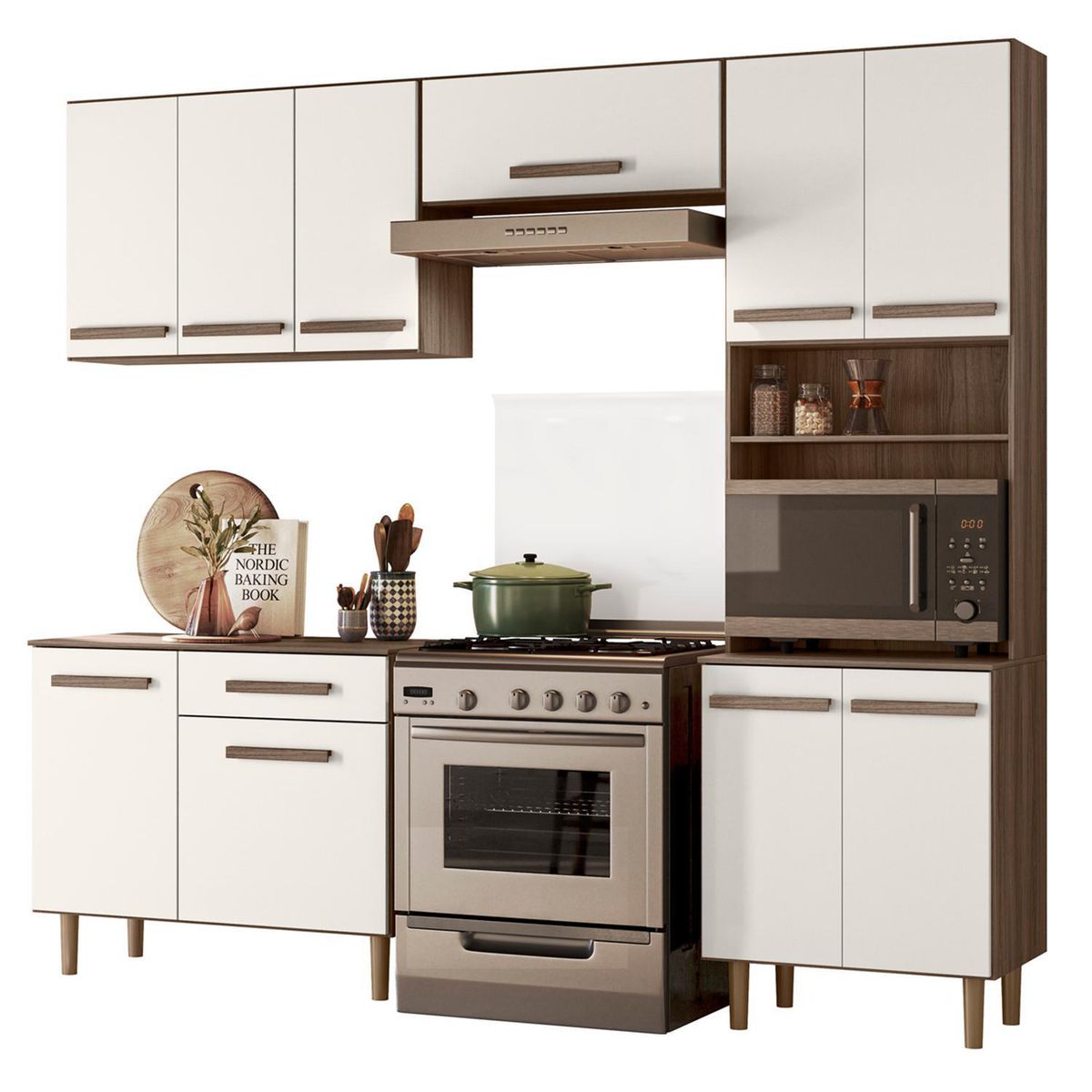 VEKKAHOME - Mueble Cocina Lemon 222,1x43x200 cm Blanco