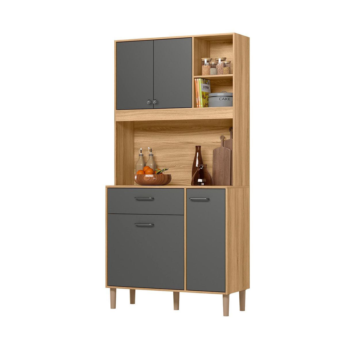 VEKKAHOME - Mueble Cocina Erva 90 x 38,5 x 184 cm Gris