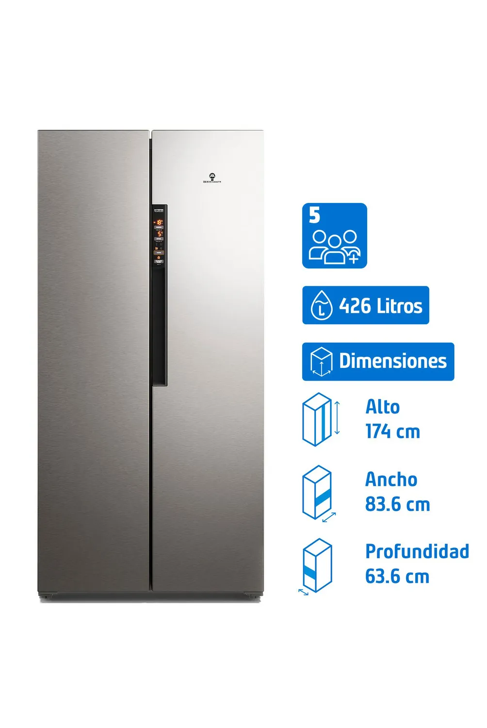 MADEMSA Refrigerador 2 Puertas Side by Side No Frost 426 Litros