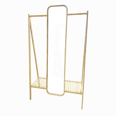 Imagen 2 del producto Perchero Organizador de Ropa con Espejo Bambú Café