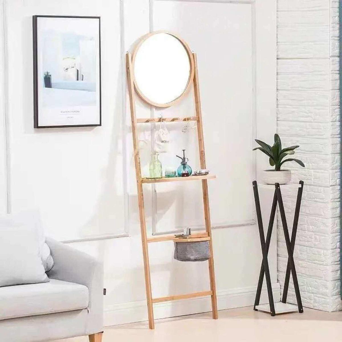 IMPORTADORA USA - Organizador con Espejo Bambú Beige