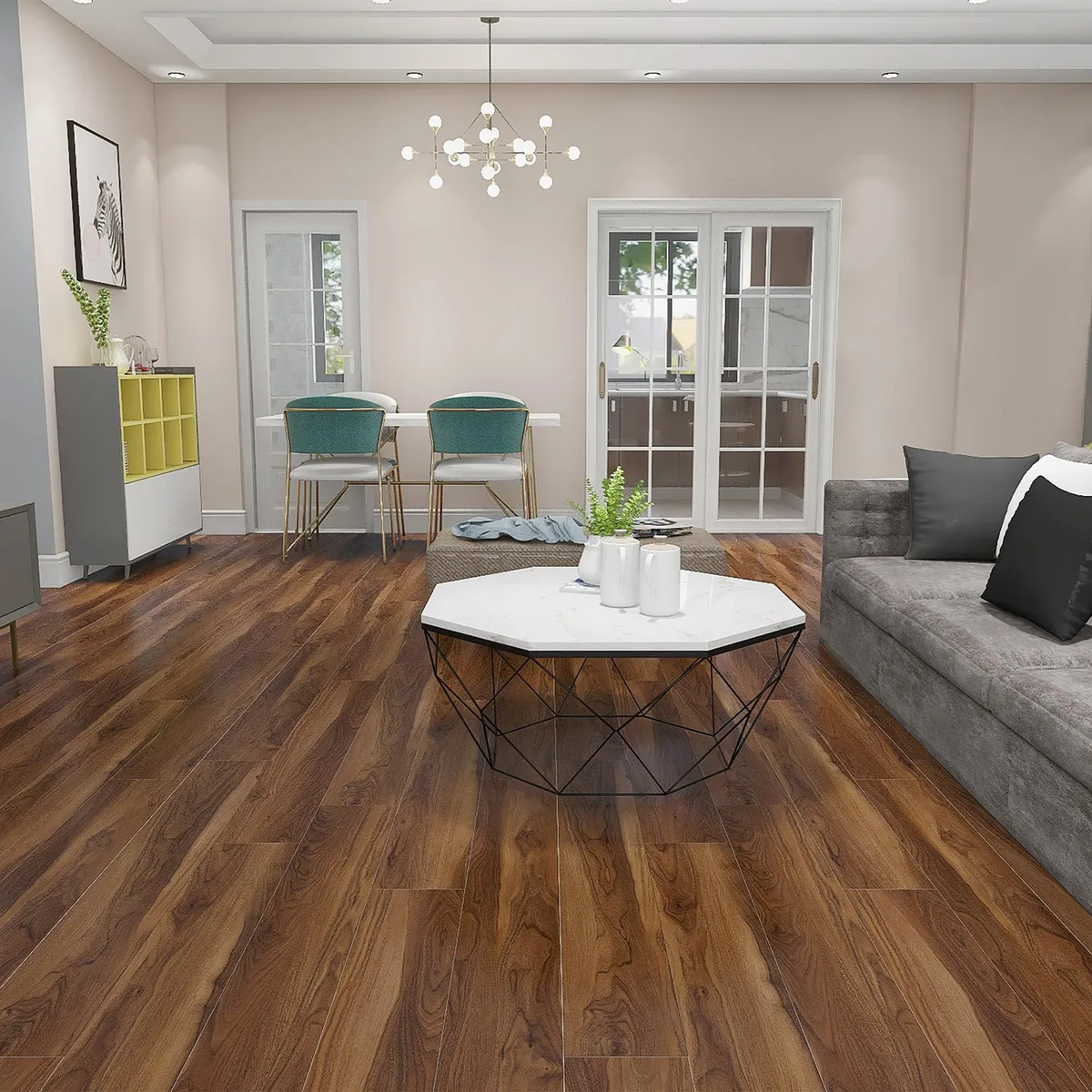 KLIPEN - Piso Vinílico 5 mm sin bisel cm Oregon Walnut 2.196 m2