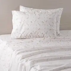 ALESSA - Sábana Florenc Super king Poliéster algodón 200 Hilos Blanco