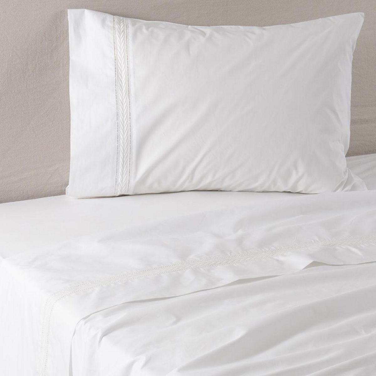 ALESSA - Sábana Espiga Poliéster Algodón 200 Hilos Blanco