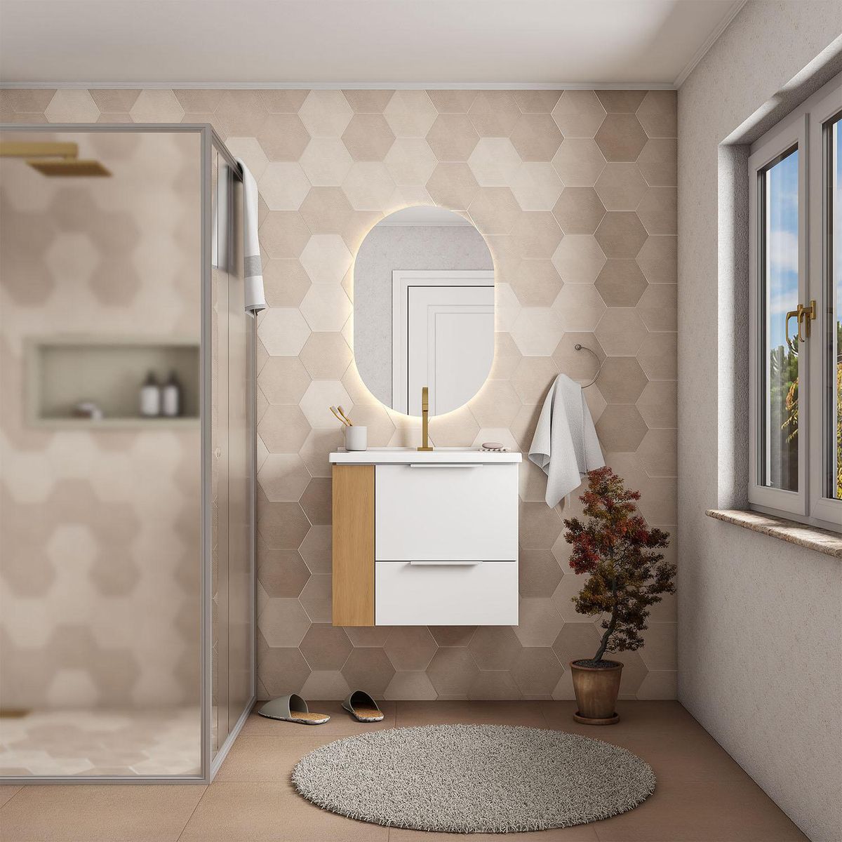 VEKKAHOME - Vanitorio Aereo Cosmos Blanco 60x55x44 cm