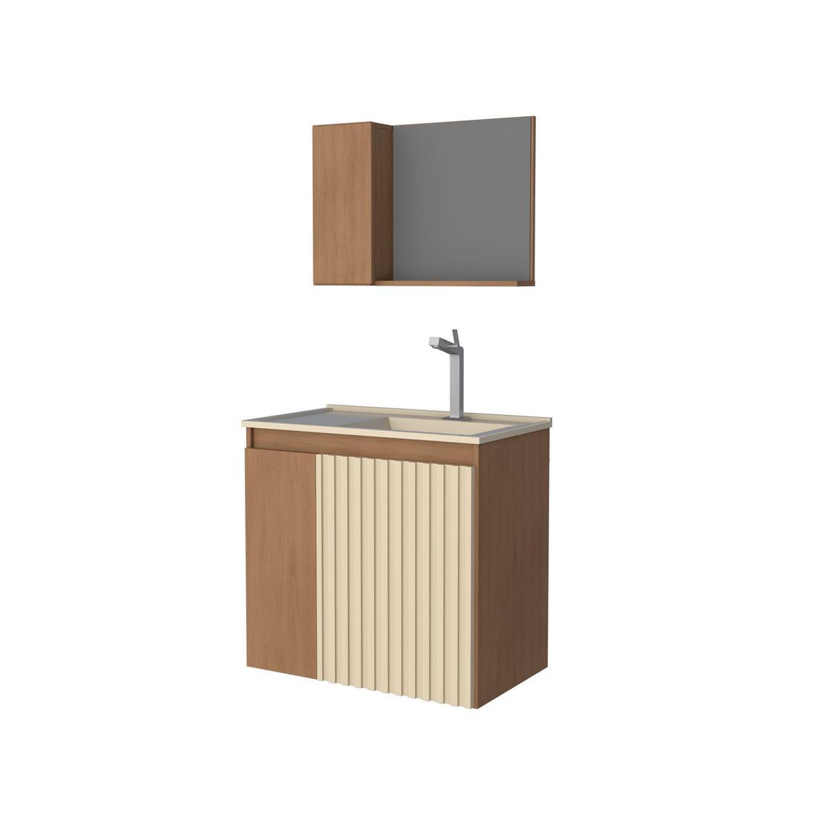 VEKKAHOME - Vanitorio Aereo Camomila Café 60x56x36 cm