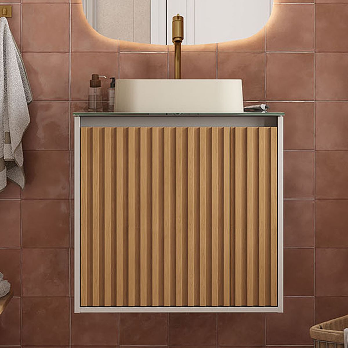 VEKKAHOME - Vanitorio Aereo Tulipa Gris 60x57x44 cm