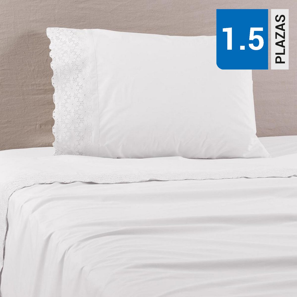 ALESSA - Sábana Bloom 1.5 plazas 200 Hilos Blanco