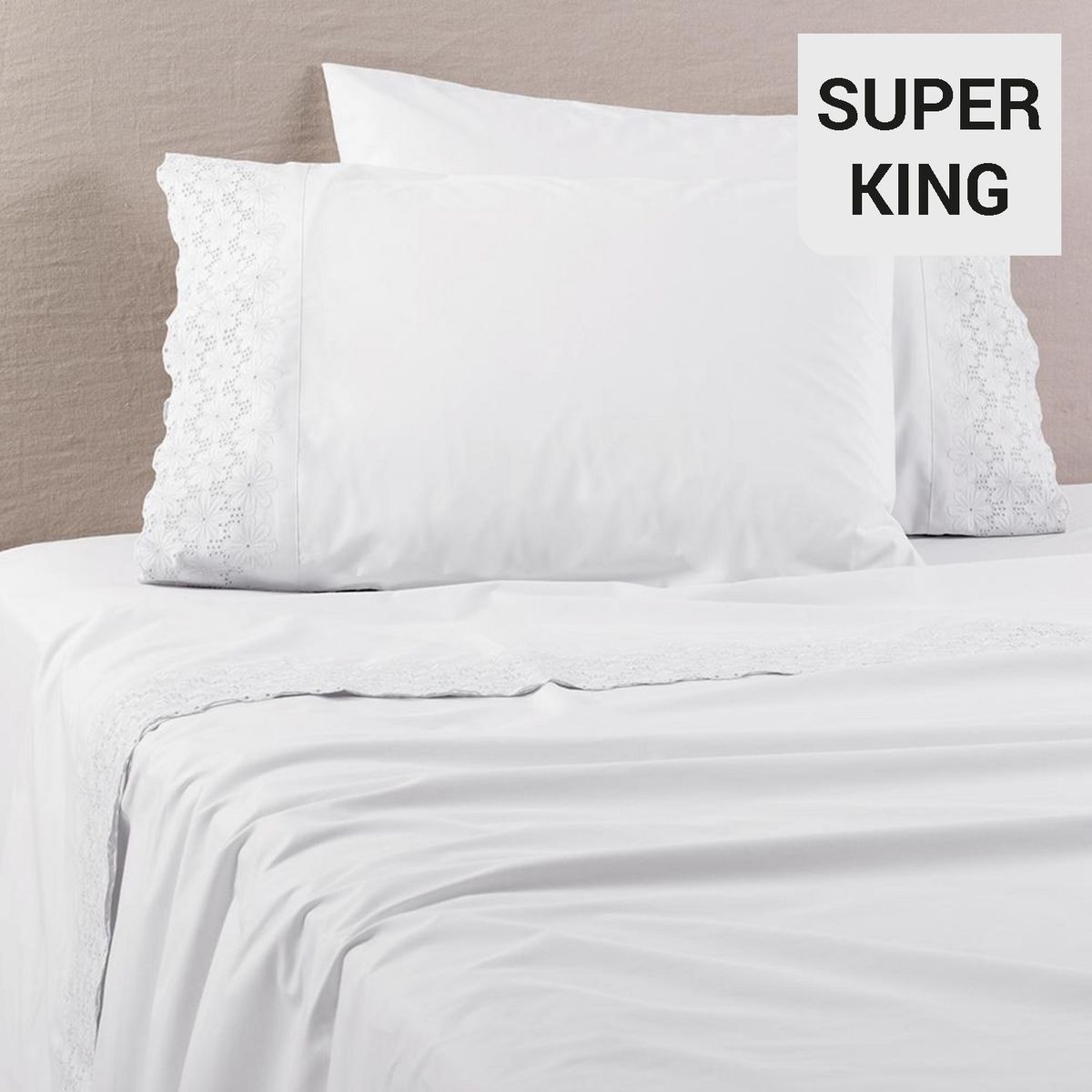 ALESSA - Sábana Bloom Super king 200 Hilos Blanco