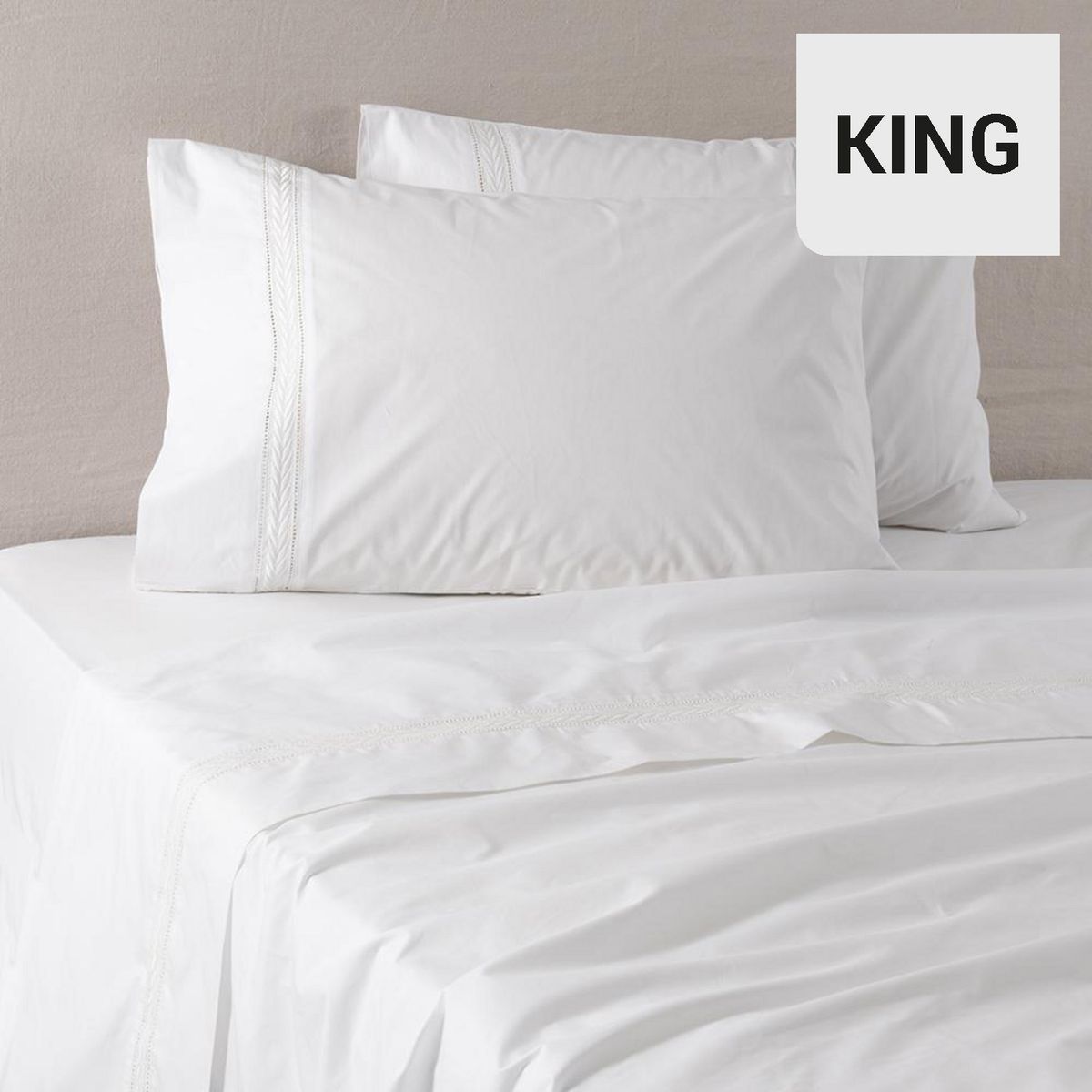 ALESSA - Sábana Espiga Poliéster Algodón 200 Hilos Blanco