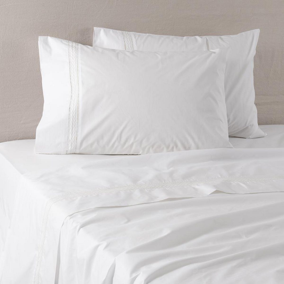 ALESSA - Sábana Espiga Poliéster Algodón 200 Hilos Blanco