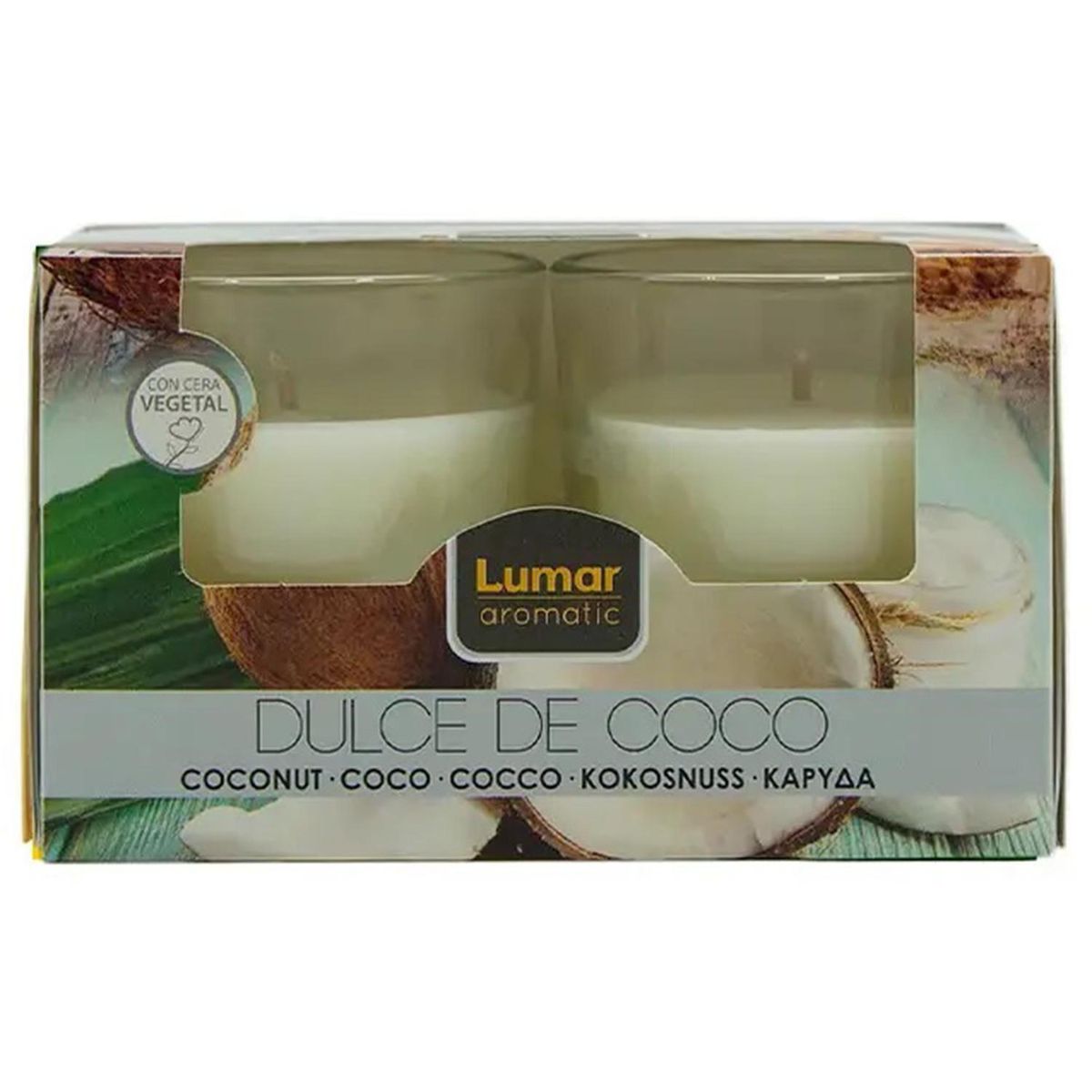 LUMAR - Velas Pack 2 uds 7 cm Aroma Coco