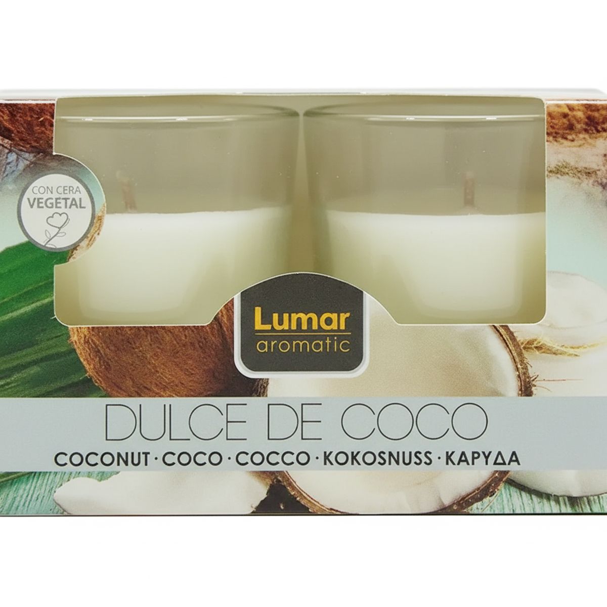 LUMAR - Velas Pack 2 uds 7 cm Aroma Coco