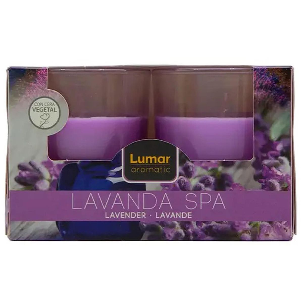 LUMAR - Velas Pack 2 uds 7 cm Aroma Lavanda