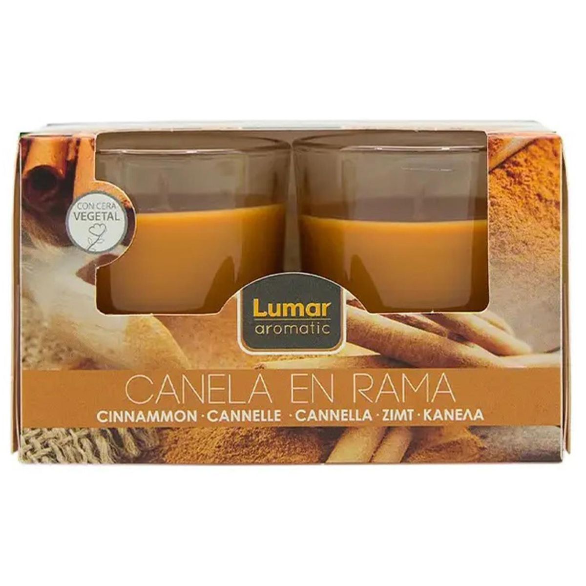 LUMAR - Velas Pack 2 uds 7 cm Aroma Canela