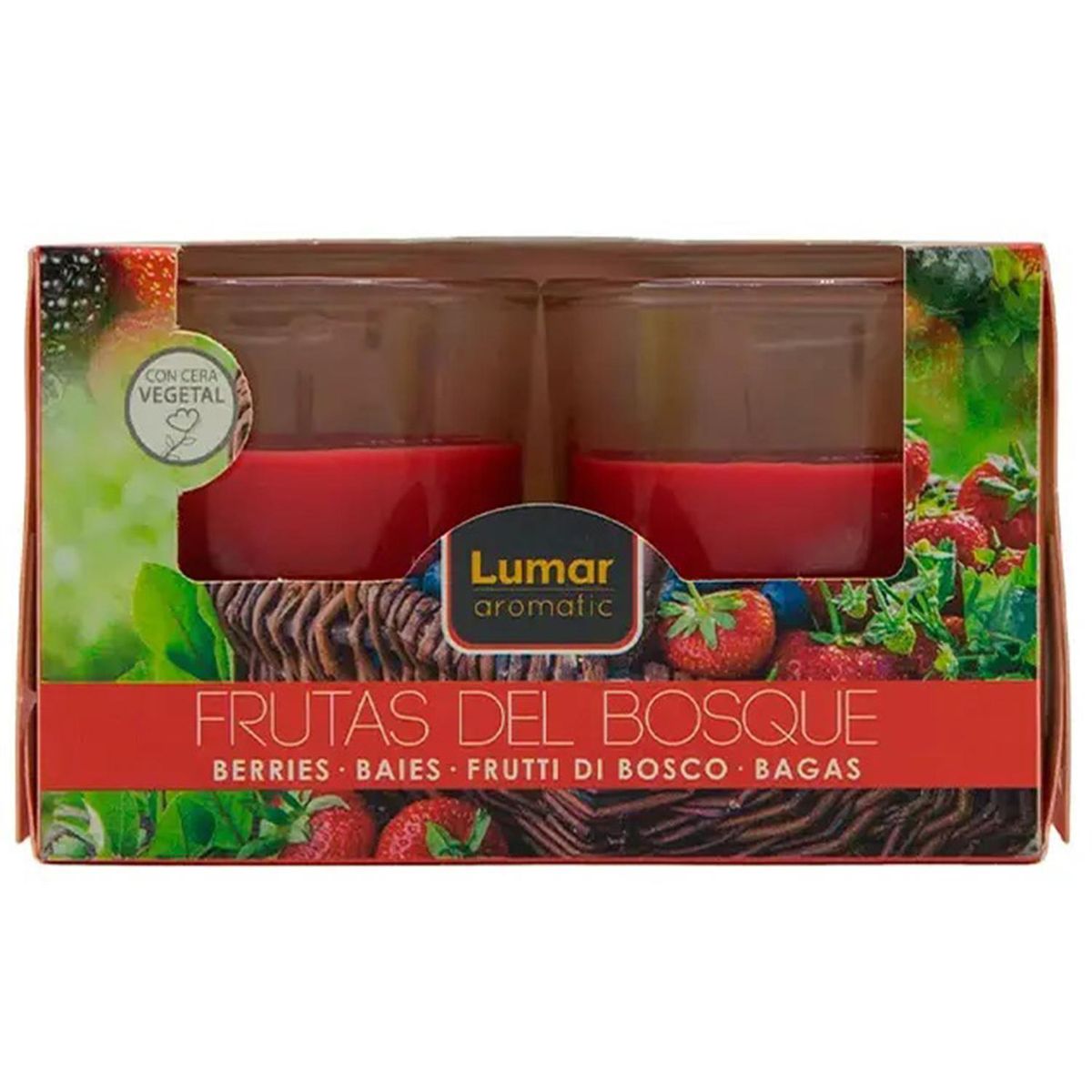 LUMAR - Velas Pack 2 uds 7 cm Aroma Fruta Bosque