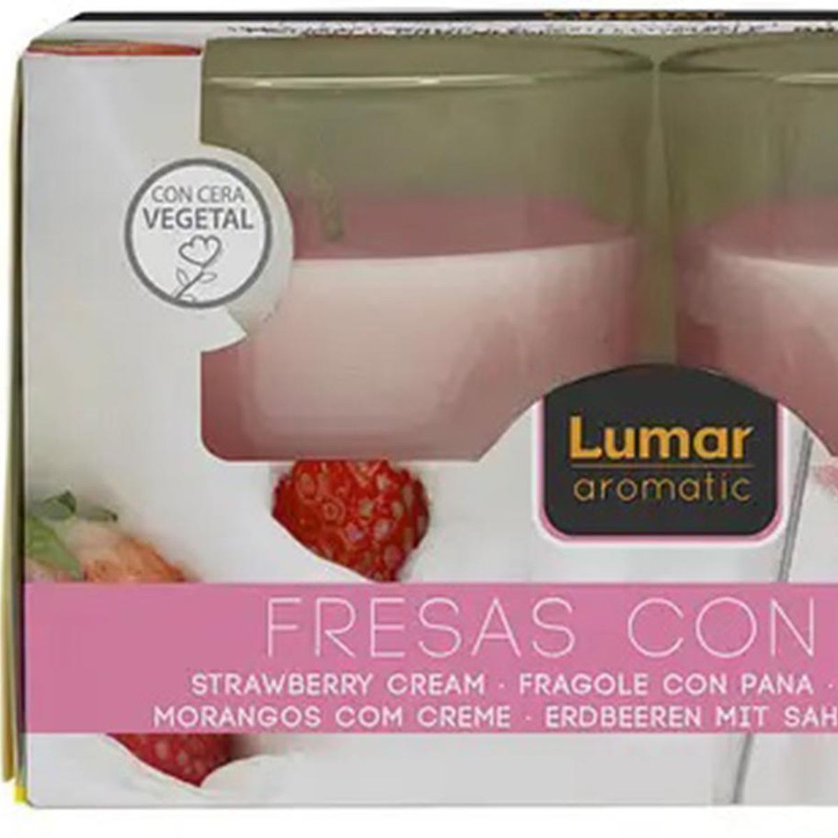LUMAR - Velas Pack 2 Unidades 7 cm Aroma Fresas con Nata