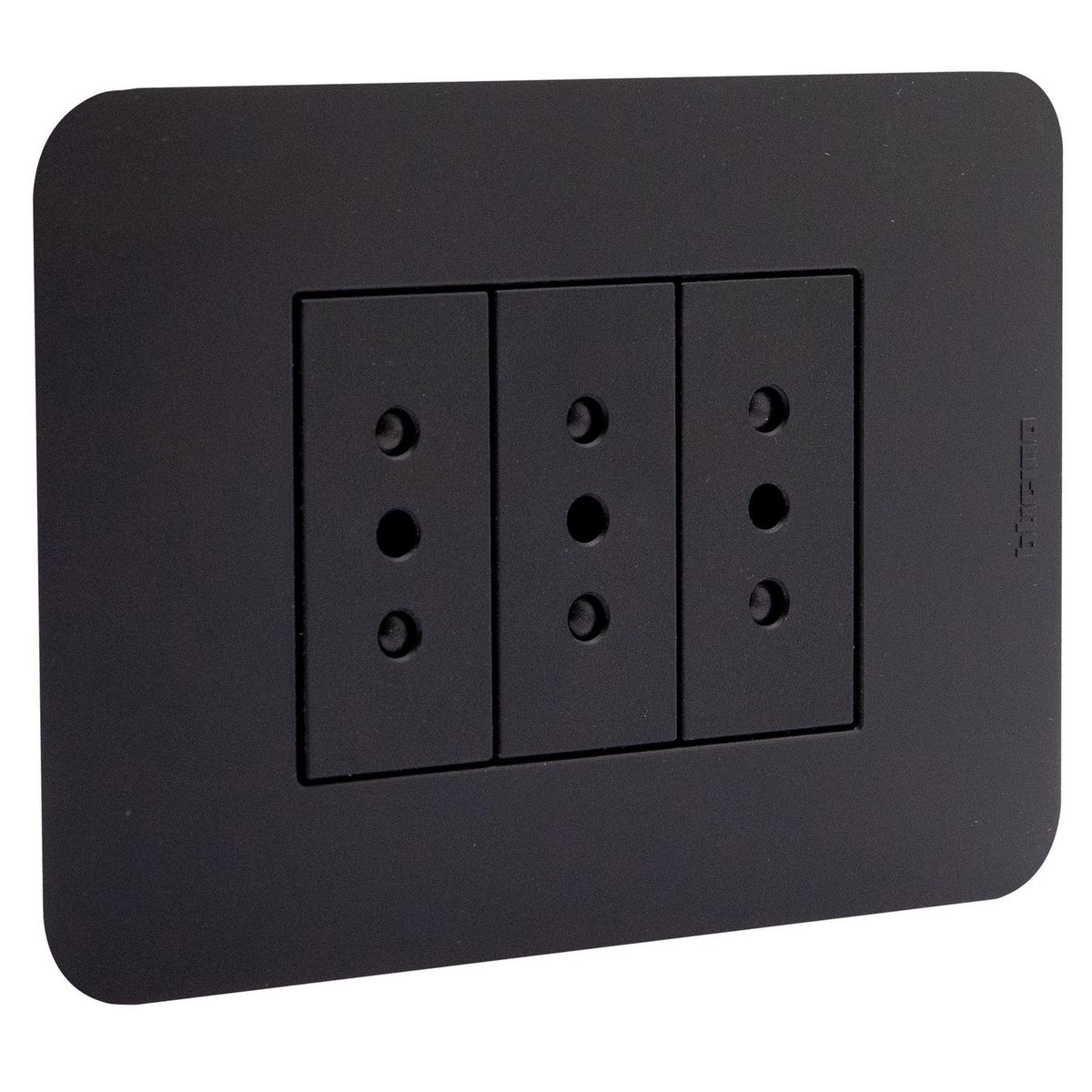 BTICINO - Tomacorriente triple 10a black