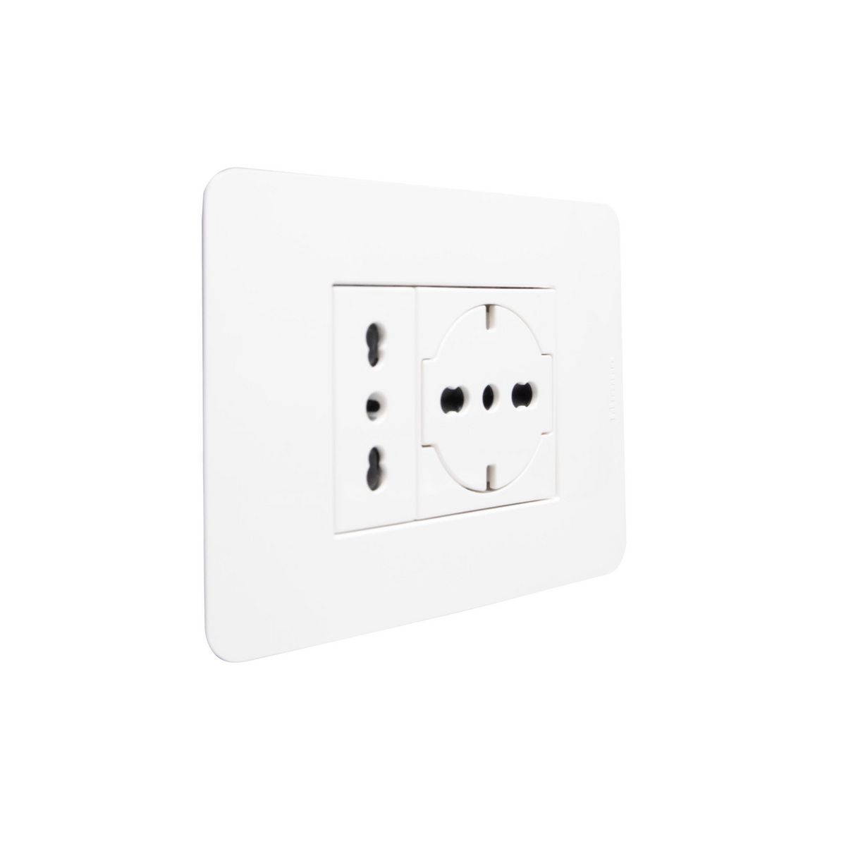 BTICINO - Toma simple 10/16a + schuko universal plano blanco Matix Go armado