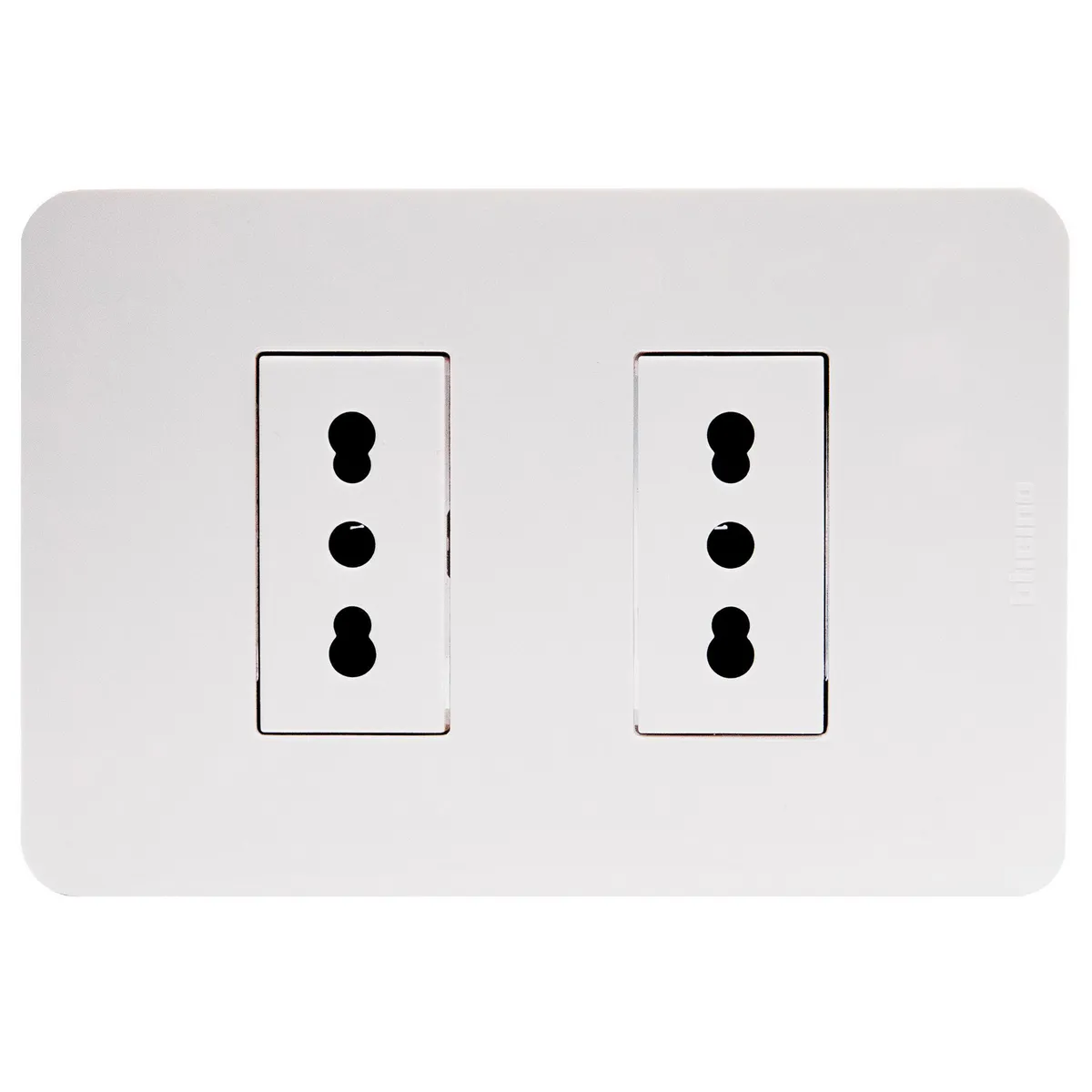 BTICINO - Tomacorriente doble 10/16a blanco Matix Go armado