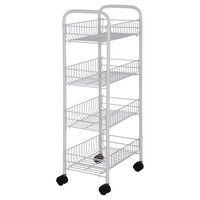 Carro verdulero 87x25,5x17 cm metal 4 canastos Blanco