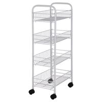 Carro verdulero 87x25,5x17 cm metal 4 canastos Blanco