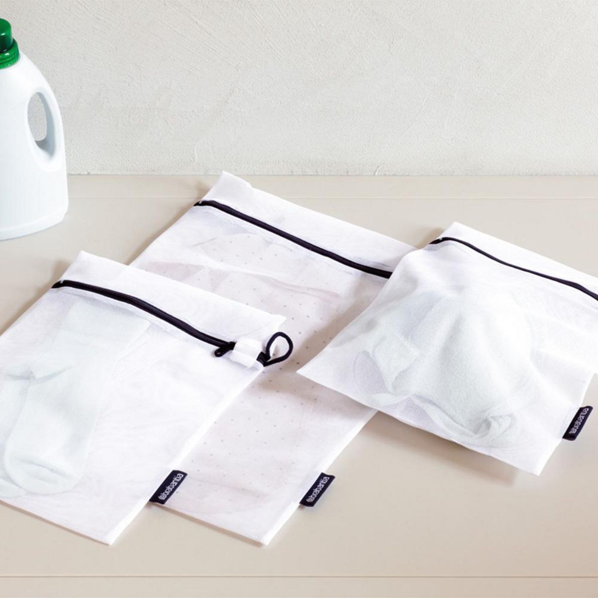 BRABANTIA - Set de 3 bolsas de lavado blanco