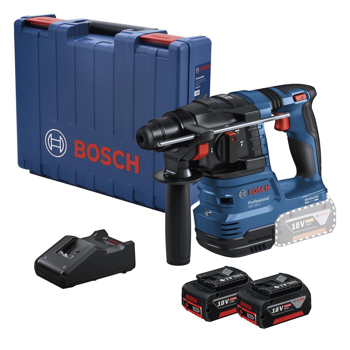 BOSCH - Rotomartillo inalámbrico Bosch GBH 185-LI + 2 baterías 4Ah + cargador