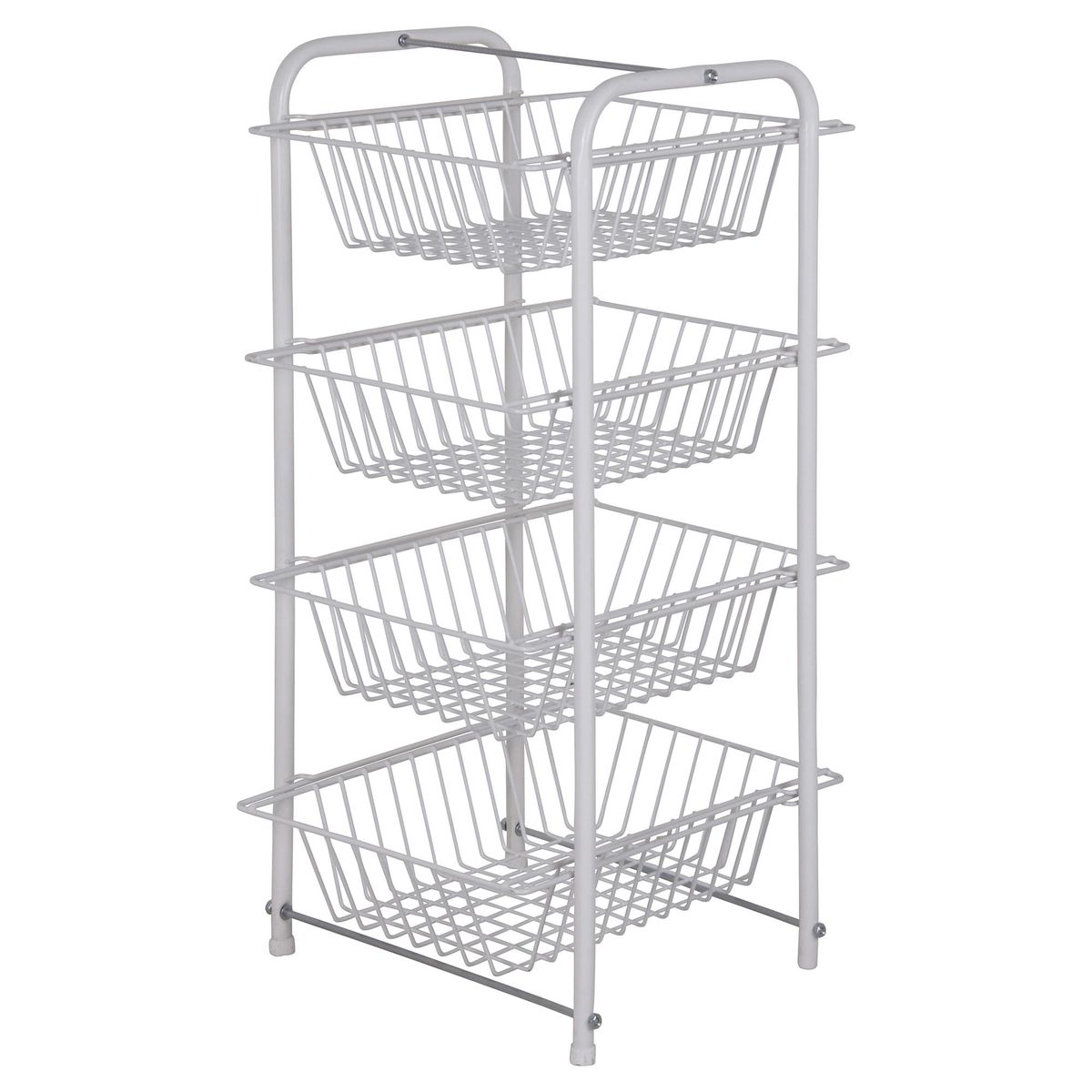 CASA BONITA - Carro verdulero metal 4 canastos Blanco