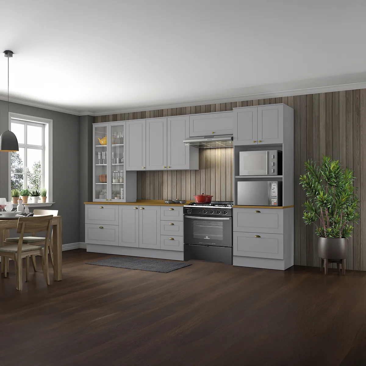 HOME MOBILI - Mueble Base Esquinero Gris Americana