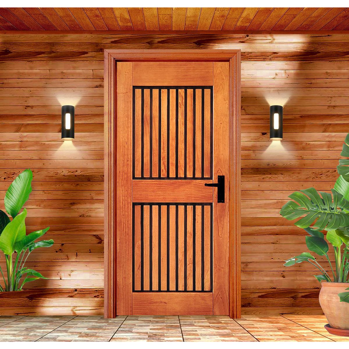 HOLZTEK - Puerta Exterior Madera pino radiata 80x200 cm Tomas Castaño