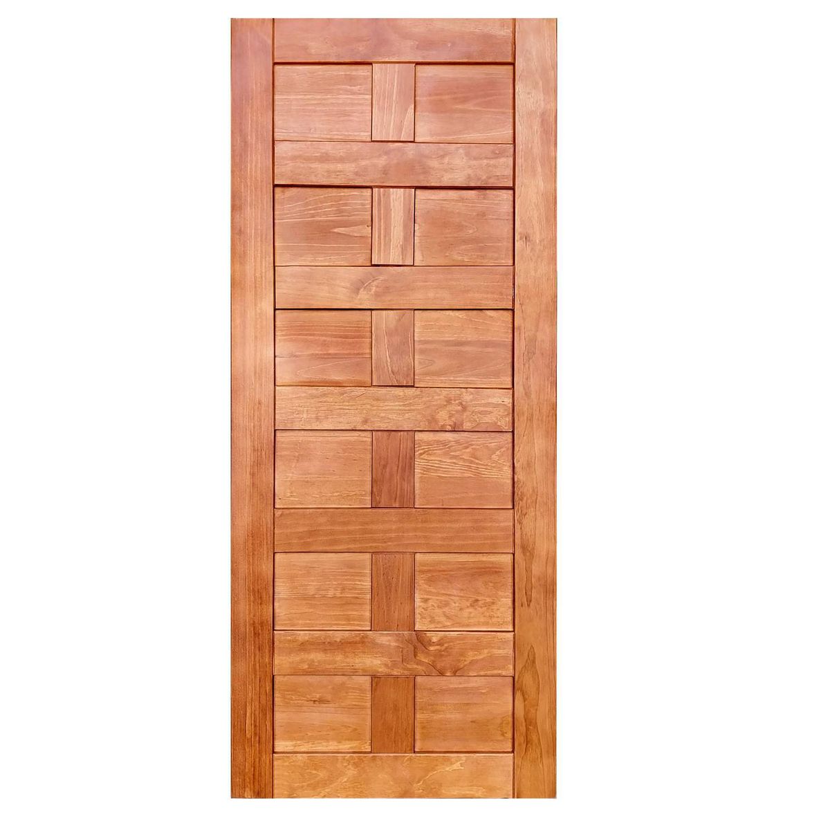 HOLZTEK - Puerta Exterior Madera Pino Radiata Sabella Castaño