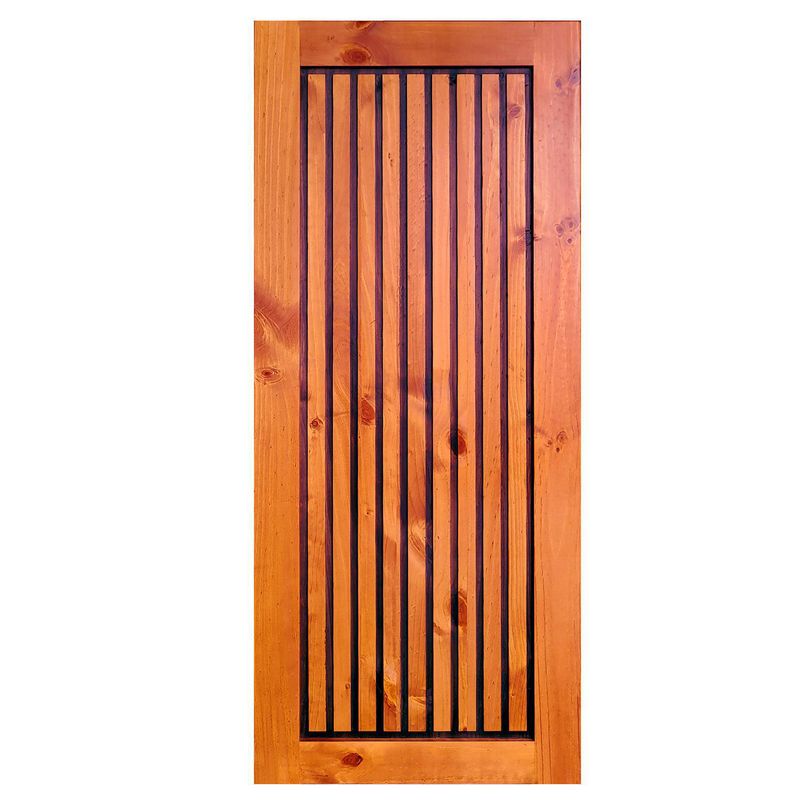HOLZTEK - Puerta Corredera Madera pino radiata 80x200 cm Tomas Corredera Castaño