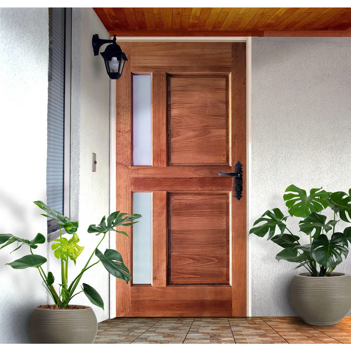 HOLZTEK - Puerta Exterior Madera Pino Radiata Munich Natural