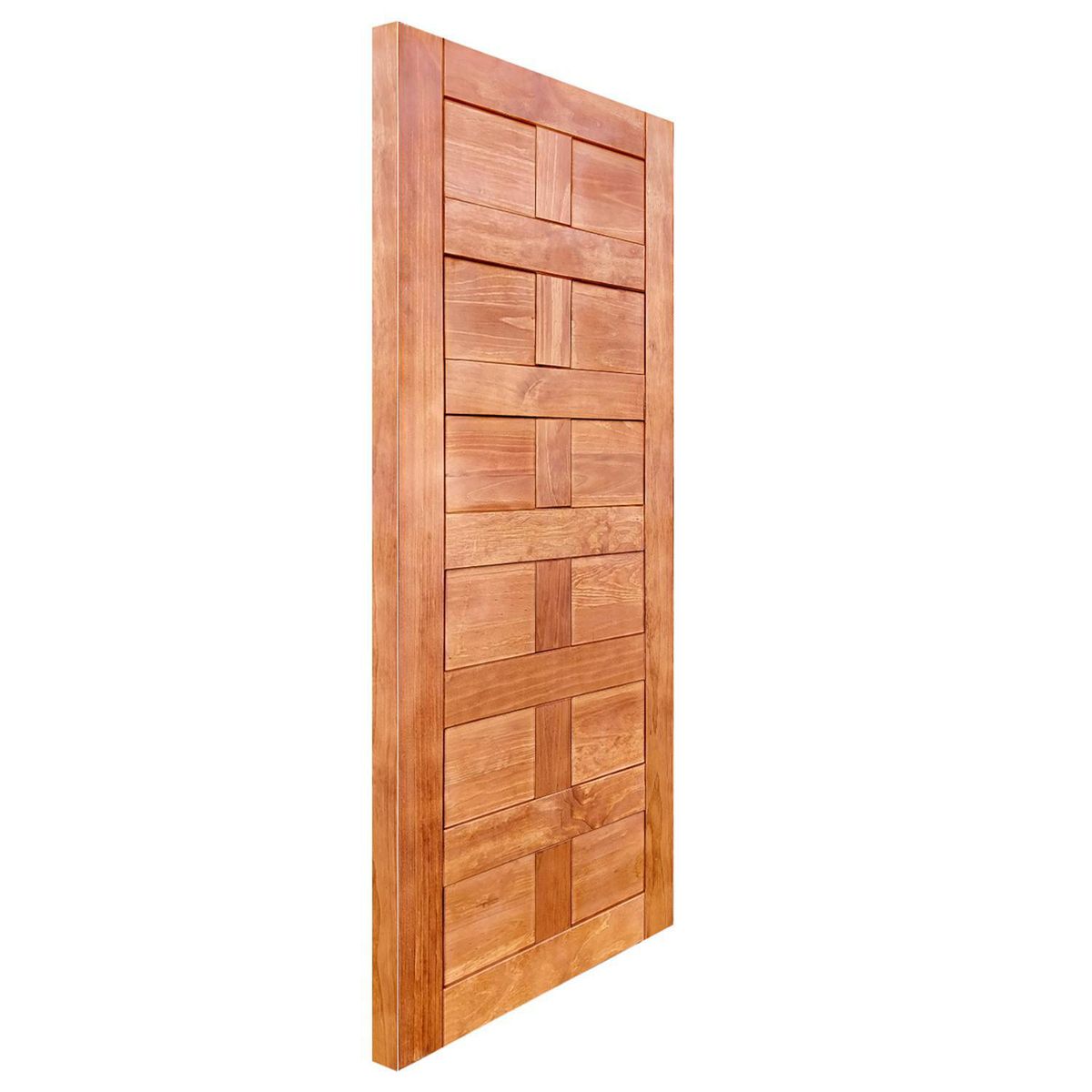 HOLZTEK - Puerta Exterior Madera Pino Radiata Sabella Castaño