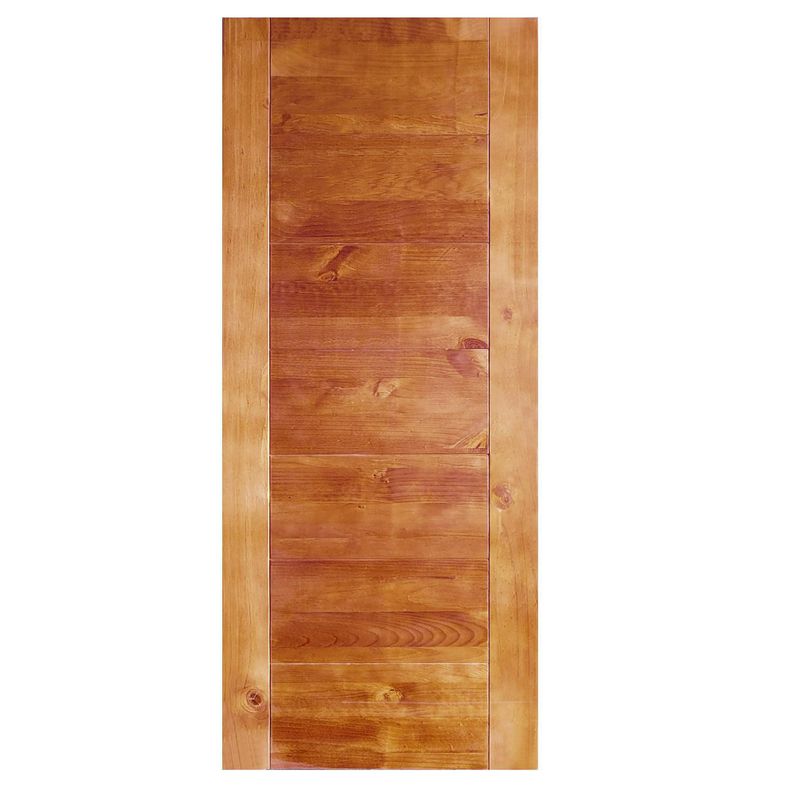 HOLZTEK - Puerta Exterior Madera pino radiata 80x200 cm 7 Paneles Castaño