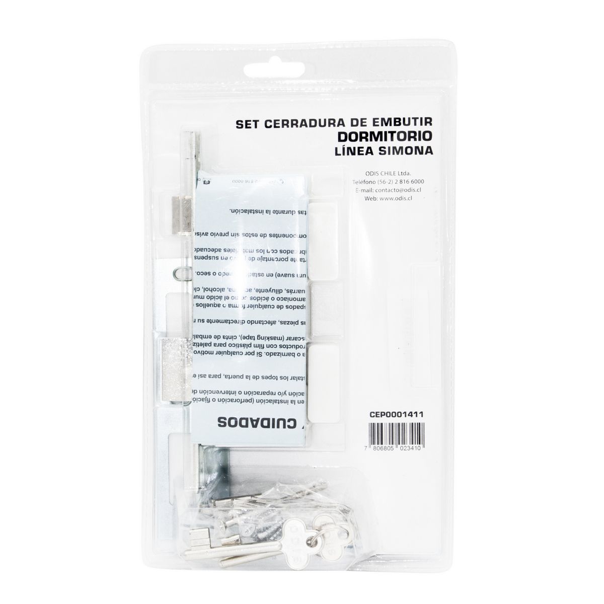 ODIS - Cerradura Embutir Cerradura de dormitorio Manilla Embutida Plata Simona 7040