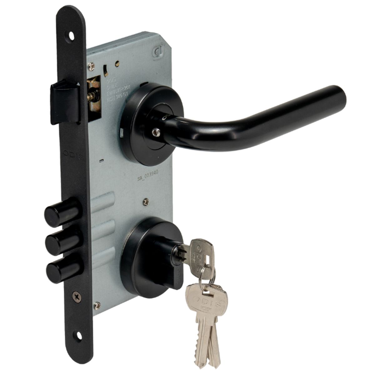 ODIS - Set Cerradura de Acceso Acceso Manilla Embutida Negro 