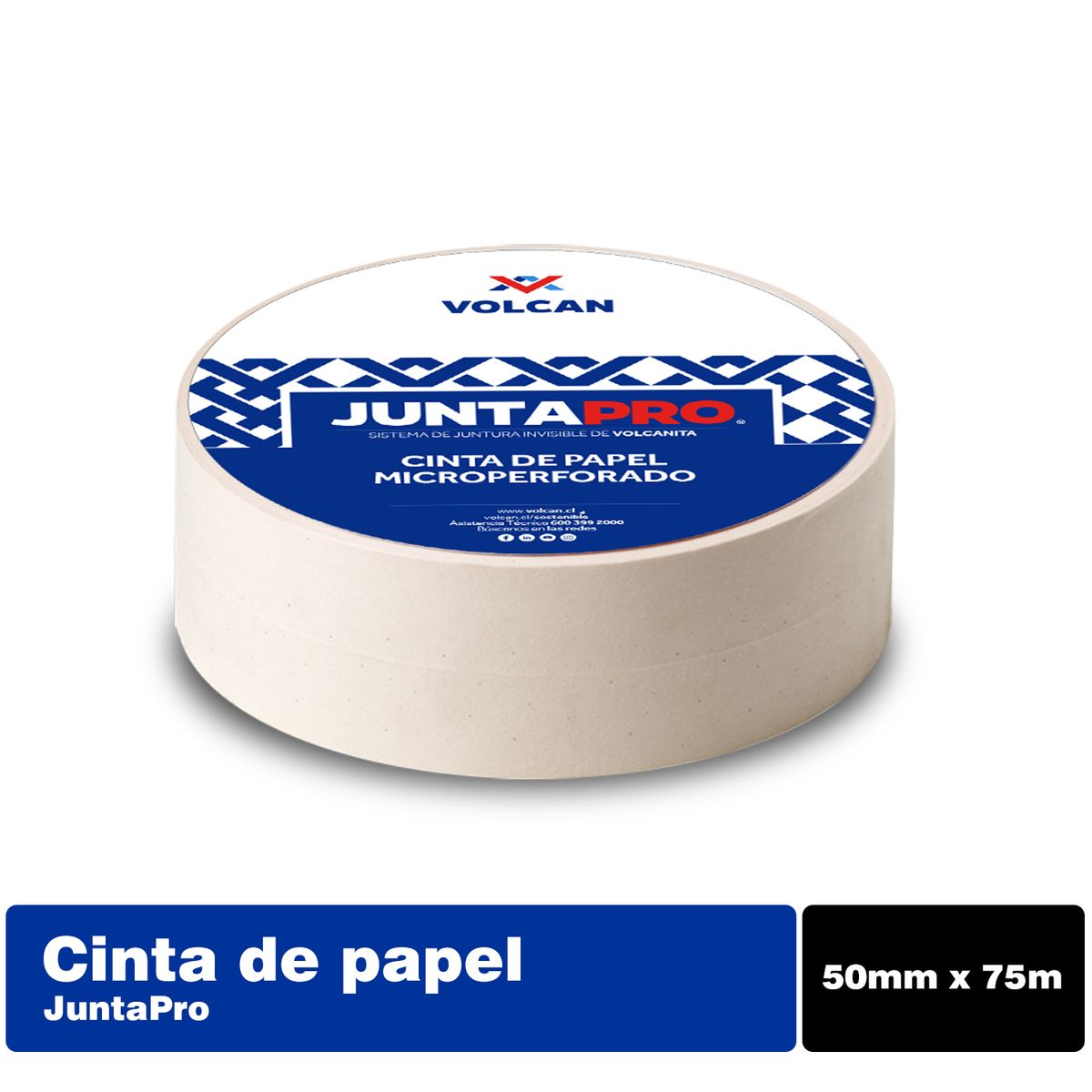 VOLCAN - Cinta papel microperforado juntas 0,05x76 m