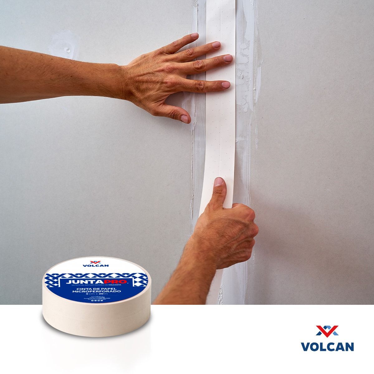 VOLCAN - Cinta papel microperforado juntas 0,05x76 m