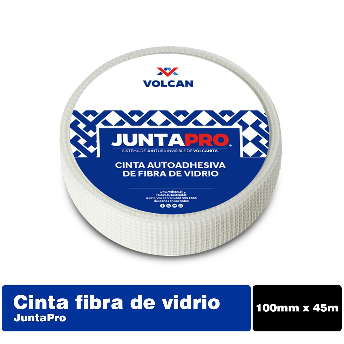 VOLCAN - Cinta fibra vidrio juntas 0,1x45 m