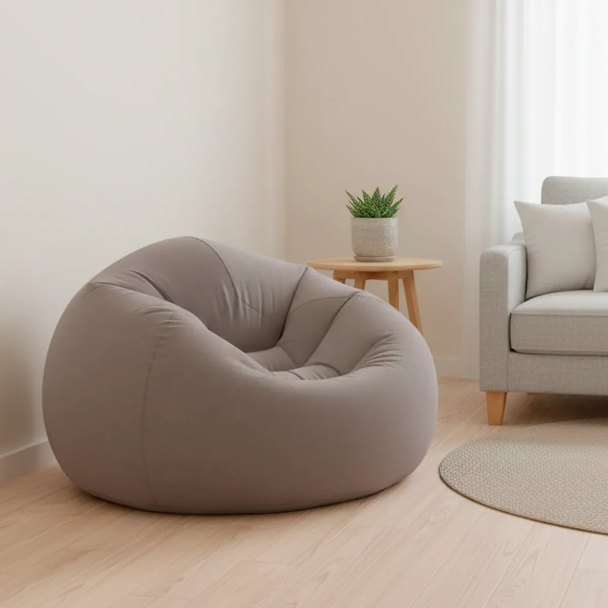 LIVE SPORT - Sillón Puff Inflable 1 cuerpo Live Sport 114x71x114 cm Gris