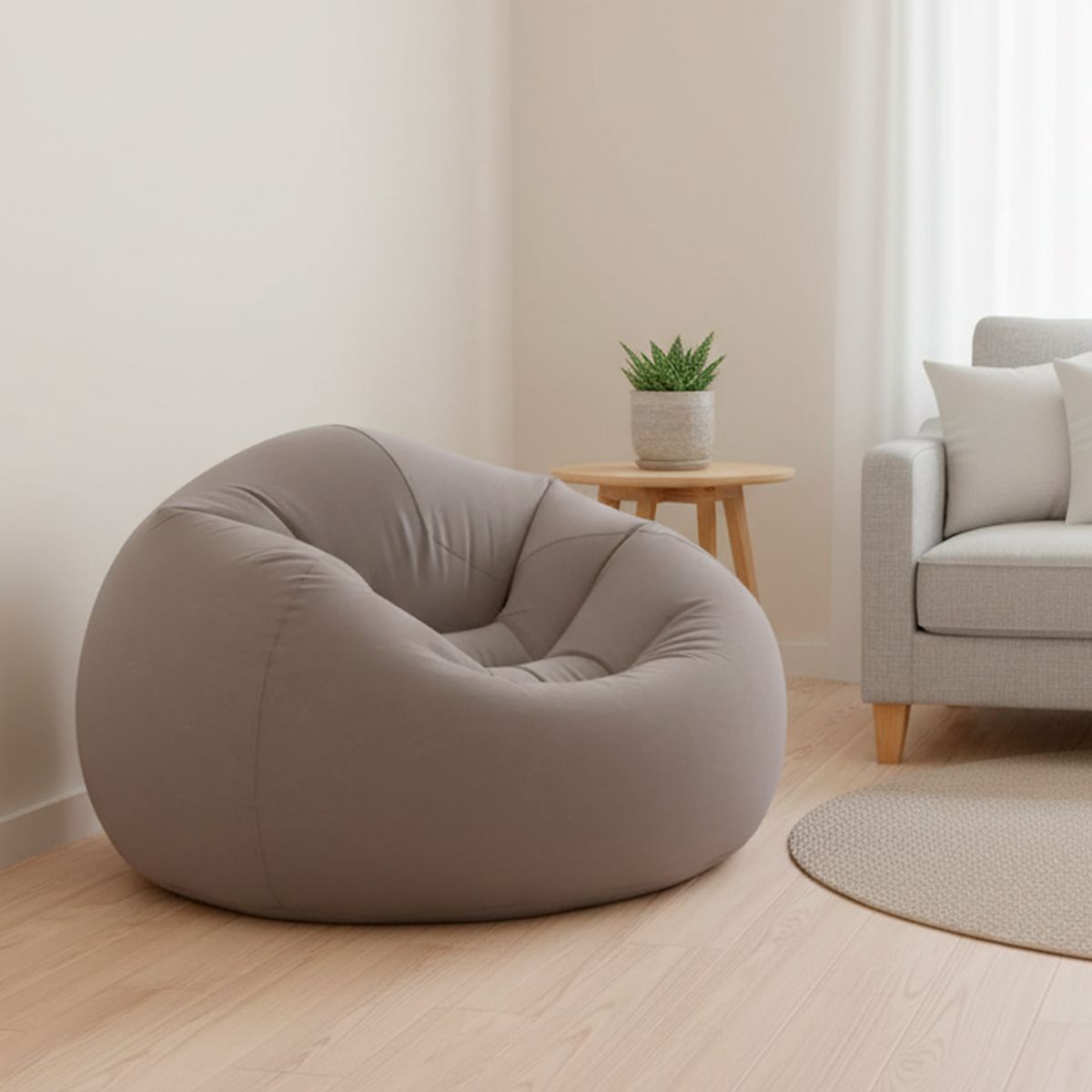 LIVE SPORT - Sillón Puff Inflable 1 cuerpo Live Sport 114x71x114 cm Gris